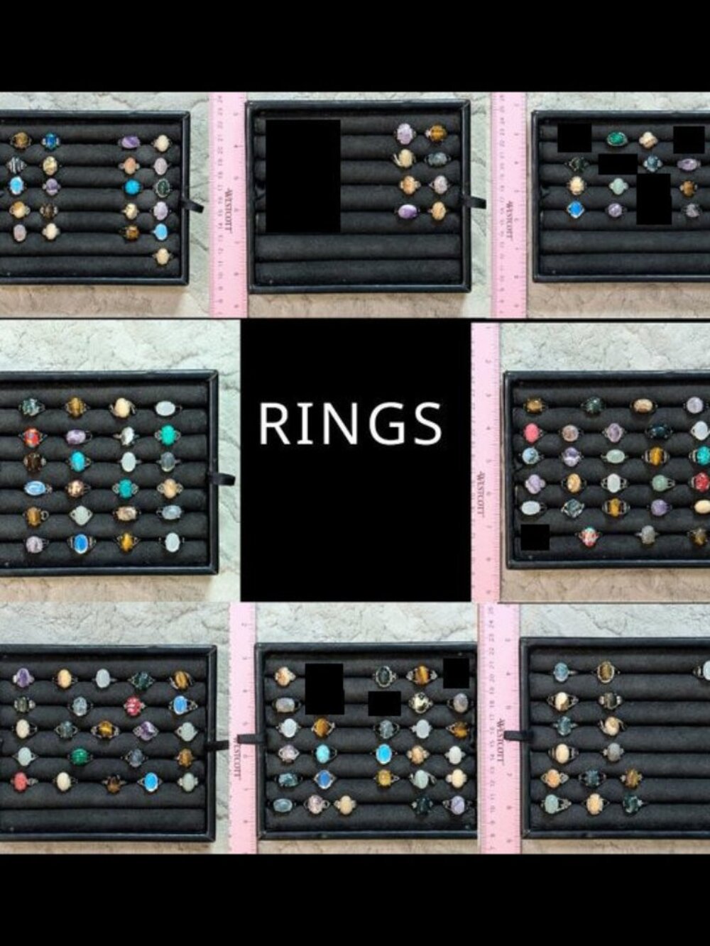 *Price for One - U Pick* Assorted Stone Bezeled Ring, Sizes 5-10.5